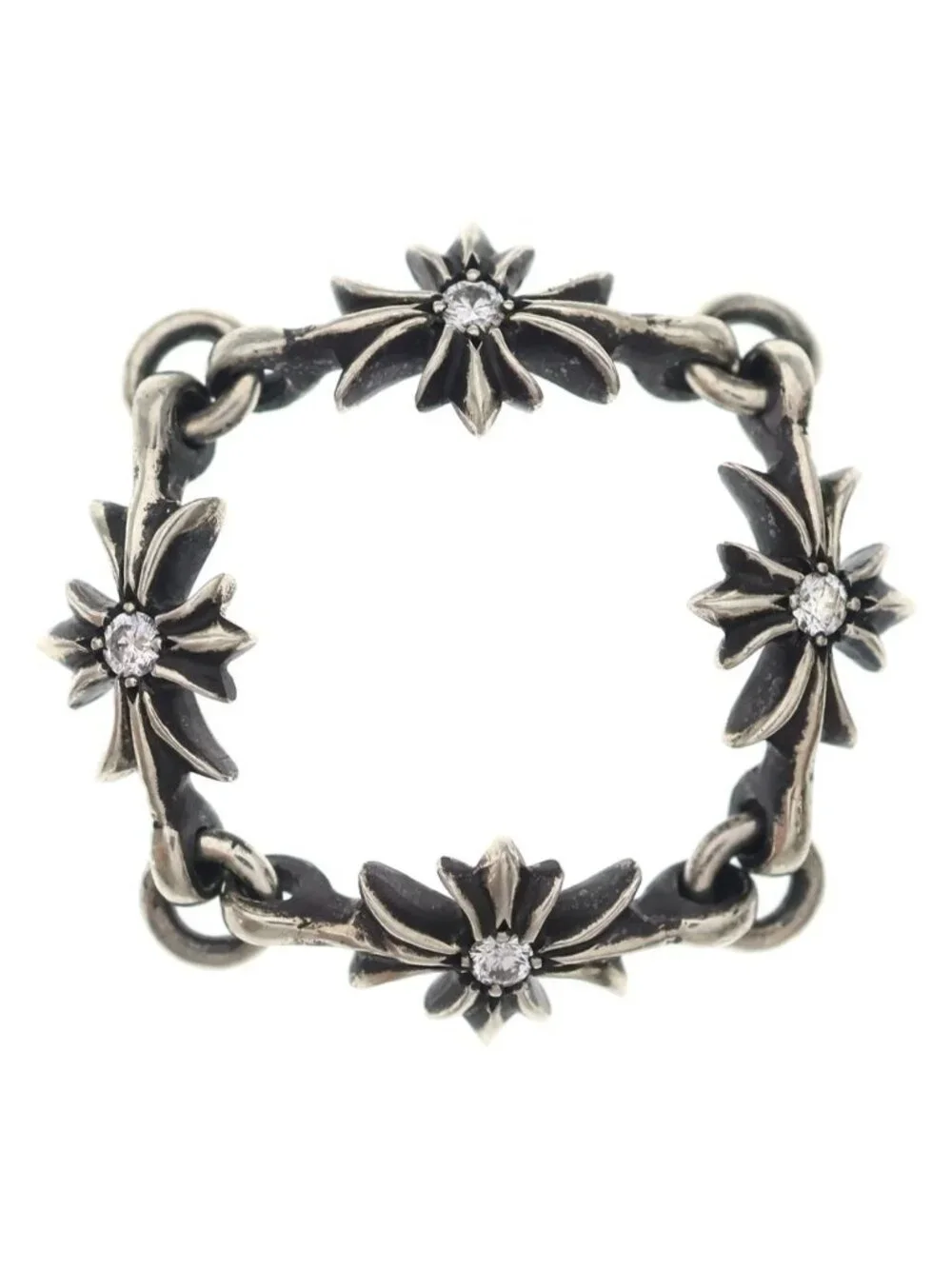 Chrome Hearts Tny CH Pls Dia Tiny CH Plus Diamond Ring Silver